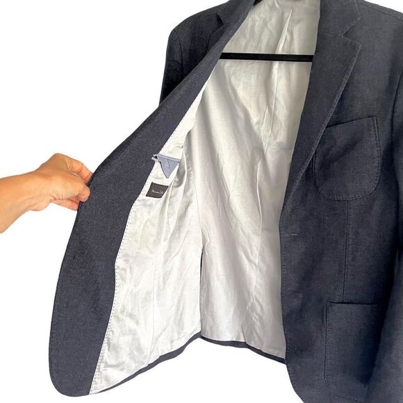 MASSIMO DUTTI Wool Blazer Navy Blue 46R - Picture 2 of 11